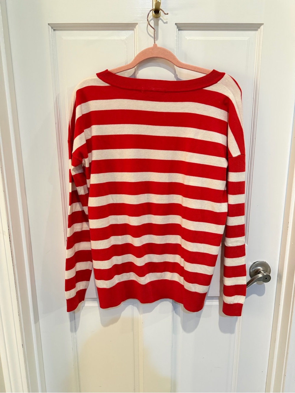 Boden Grace Buttom Red White StripedJumper Sweater Size M - Picture 3 of 6